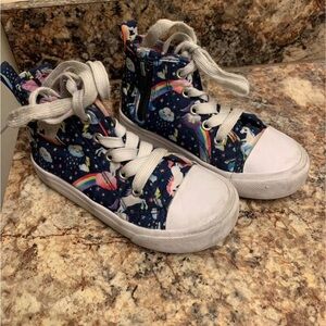 Kids High-Top Sneakers with Rainbow and Unicorn Design